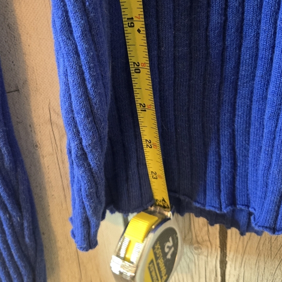 J McLaughlin Ribbed Zip Front Sweater Blue Cotton Modal Stretch Size Small - Picture 5 of 6